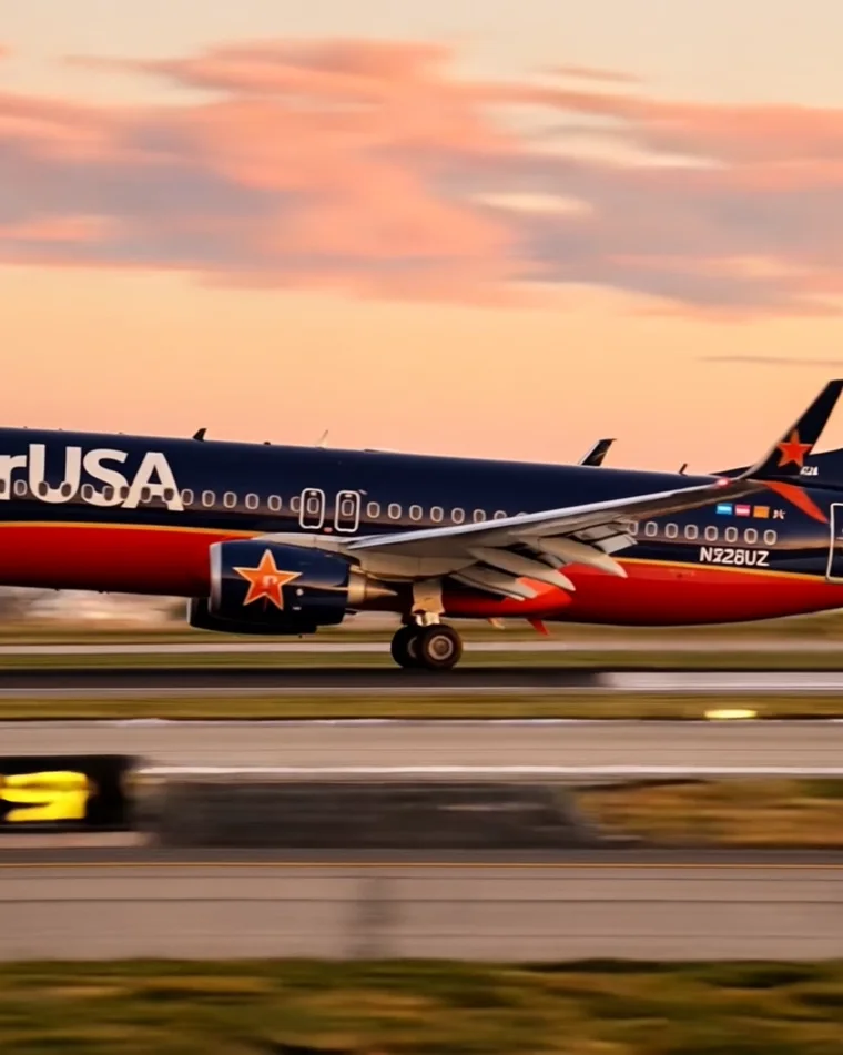 An AirUSA aircraft mid roll